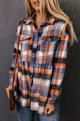 Plaid Collared Neck Long Sleeve Shirt OutfitFlow